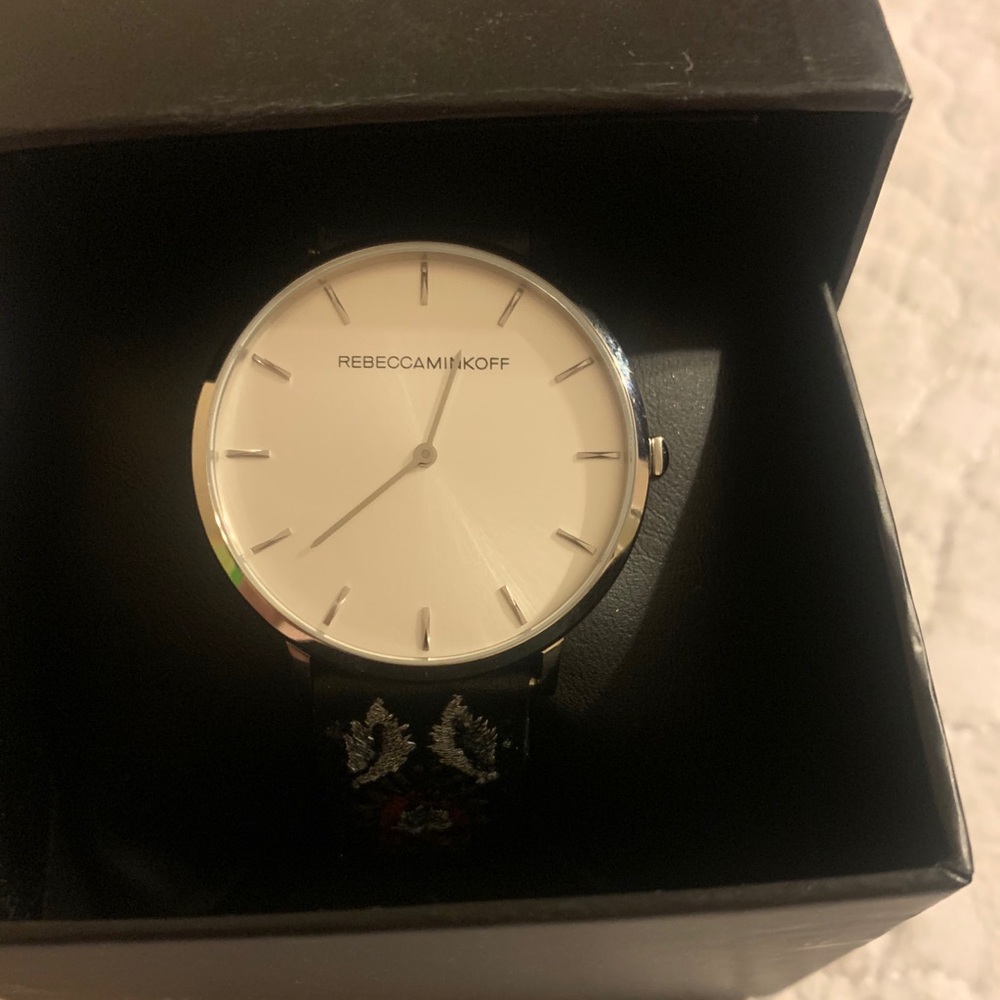 Rebecca Minkoff leather embroidered watch
